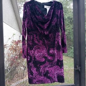 NWT AMERICAN GLAMOUR BADGLEY MISCHKA BURNOUT VELVET SHEATH DRESS M MAGENTA